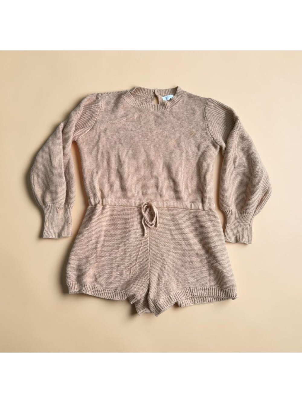 LUCCA Beige Knit Long Sleeve Sweater Romper Size Medium